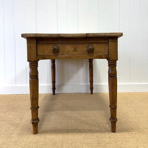 An Antique English Country Pine 4.5 ft Kitchen Dining Table with Scalloped Apron c1890