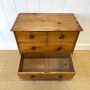 An Antique Rustic English Pine Chest of Drawers Dresser Tulip Feet c1890