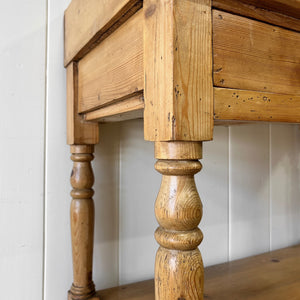 An English Country Pine Galleried Washstand or Console Table