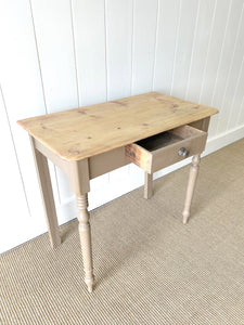 An Antique Painted Console Table with Scrubbed Pine Top