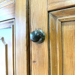 A 19th Century English Pine Linen Press Cupboard with Brass Hardware