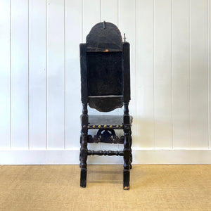 17th Century Iberian or English Walnut Side Chair, Richly Tooled and Studded Leather Seat & Back