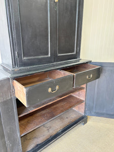 A Handsome English 19th Century Ebonized Pine Housekeeper's Cupboard