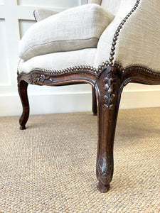 An Antique French Arm Chair with New Kravet Linen Upholstery