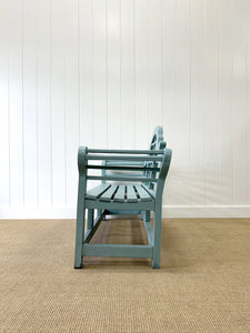 An Antique Robin's Egg Blue Painted Lutyens Garden Bench