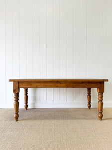 A Vintage  English Country Pine Over 6ft Dining Table