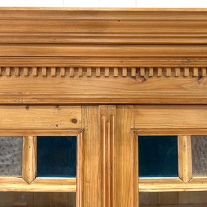 A Large French 19th Century Style Pine Bookcase with Glazed Doors