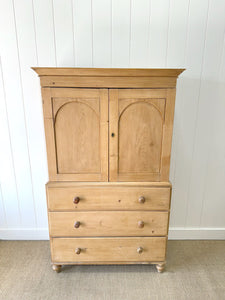 A Delightful 19th Century English Pine Linen Press Cupboard