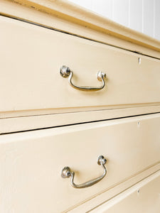 An Antique English Yellow Painted Pine Chest of Drawers Dresser c1890