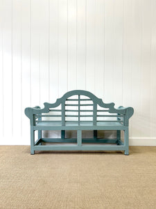 An Antique Robin's Egg Blue Painted Lutyens Garden Bench