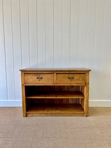 An English Country 2 Drawer Pine Buffet Sideboard c1860