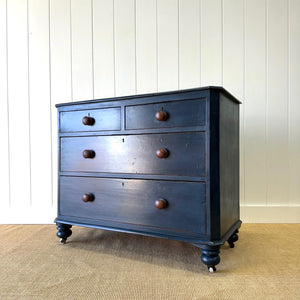 A Navy Blue English Pine Chest of Drawers Dresser c1890