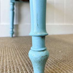 Antique English Country Pine Painted Blue Console Table c1890