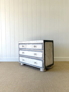 An Antique English Painted Pine Chest of Drawers Dresser with Bun Feet c1890