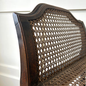 A Sturdy Antique English Caned Small Bench