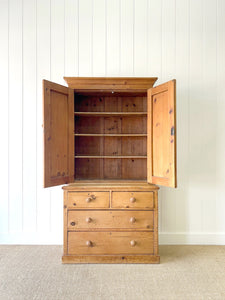 A 19th Century English Pine Linen Press Cupboard