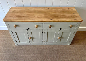 A Monumental English Country Pine Painted Sideboard Buffet c1840