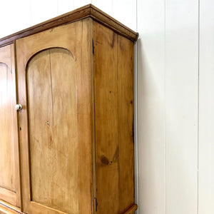 A 19th Century English Pine Linen Press Cupboard with Porcelain Knobs