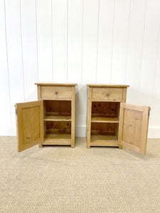 A Charming Pair of Antique English Pine Nightstands