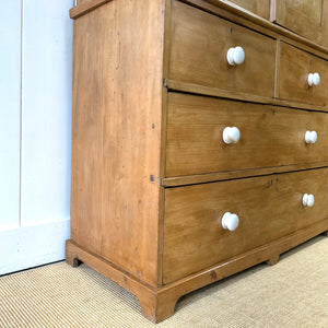 A 19th Century English Pine Linen Press Cupboard with Porcelain Knobs