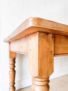 A Vintage  English Country Pine Over 6ft Dining Table