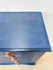 A Blue English Chest of Drawers Dresser c1890