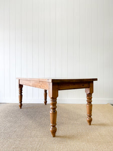 A Vintage  English Country Pine Over 6ft Dining Table