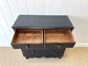 An Ebonized Antique English Pine Chest of Drawers or Dresser