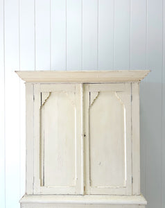 A Good Painted 19th Century English Pine Linen Press Housekeepers Cupboard