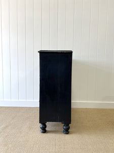 An Ebonized Antique English Pine Chest of Drawers or Dresser