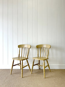 A Vintage Set of 4 Mustard Slat Back Chairs