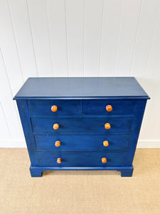 A Blue English Chest of Drawers Dresser c1890