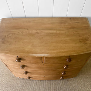 A Genuine Antique Cornish Bow Front Pine Chest of Drawers