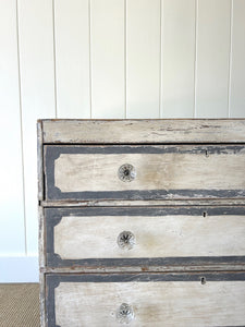 An Antique English Painted Pine Chest of Drawers Dresser with Bun Feet c1890