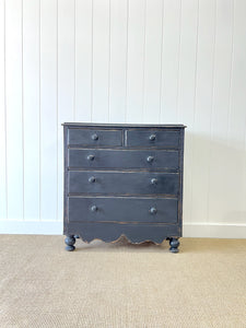 An Ebonized Antique English Pine Chest of Drawers or Dresser