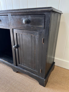 An Ebonzied English Country Pine Buffet Sideboard with "Dog Kennel" center c1860