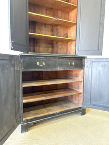 A Handsome English 19th Century Ebonized Pine Housekeeper's Cupboard