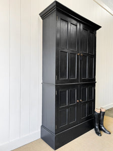 A Handsome English 19th Century Ebonized Pine Housekeeper's Cupboard