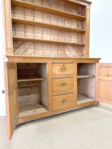 An Extravagant 19th Century Pine Welsh Dresser or Cupboard