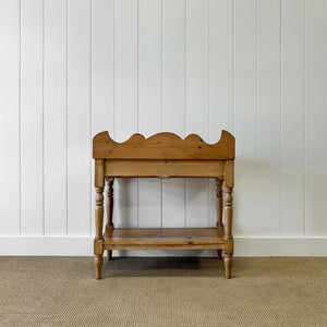 An English Country Pine Galleried Washstand or Console Table