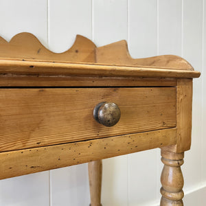 An English Country Pine Galleried Washstand or Console Table