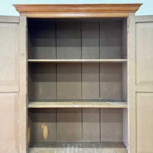 A 19th Century English Pine Linen Press Cupboard with Brass Hardware