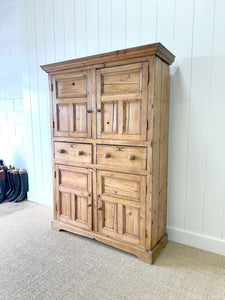 A Very Good Early 19th Century Irish Pine Linen Press Cupboard