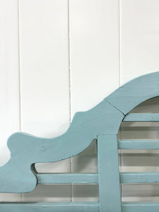 An Antique Robin's Egg Blue Painted Lutyens Garden Bench