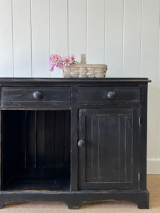 An Ebonzied English Country Pine Buffet Sideboard with "Dog Kennel" center c1860