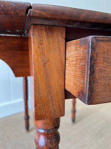 Antique English Country Mahogany Drop Leaf Table c1890