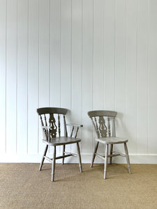 A Vintage Set of 5 Grey Fiddleback Chairs