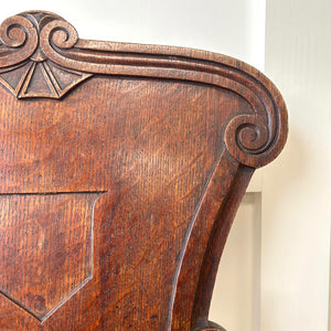 A Pair of Scottish William IV Oak Carved Hall Chairs