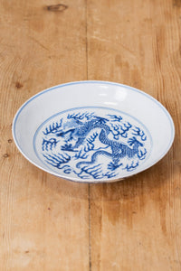 Chinese Antique Blue and White Porcelain Dragon Plate Qing Guangxu Mark