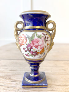 Royal Blue Floral Antique Vase in the style of Le Tallec Porcelain